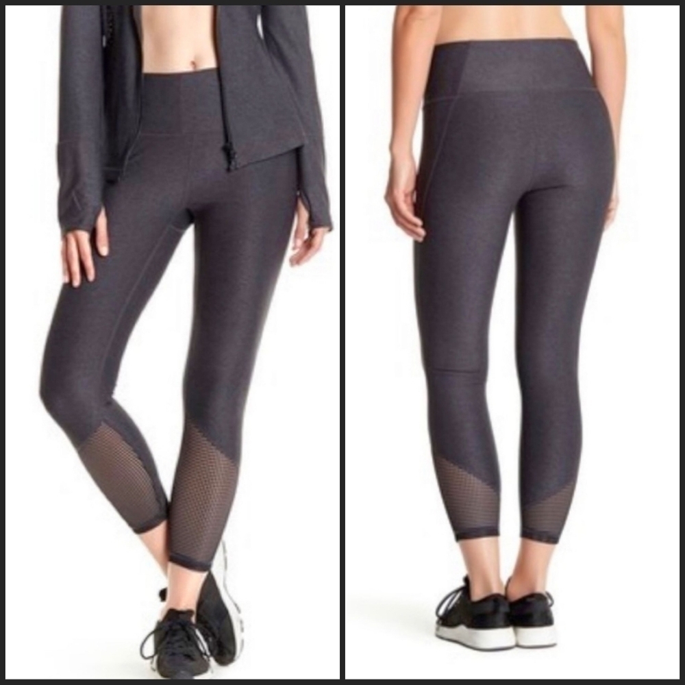 Zella High Waist Illustrious Gray & Blacl Mesh Fitness Leggings XS